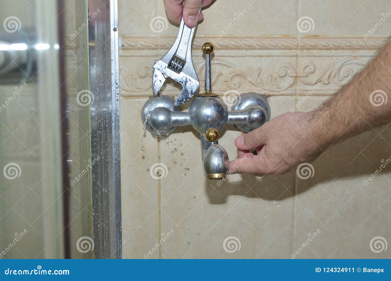 Removing Old Bathroom Faucet Stock Image Image Of Faucet Flow