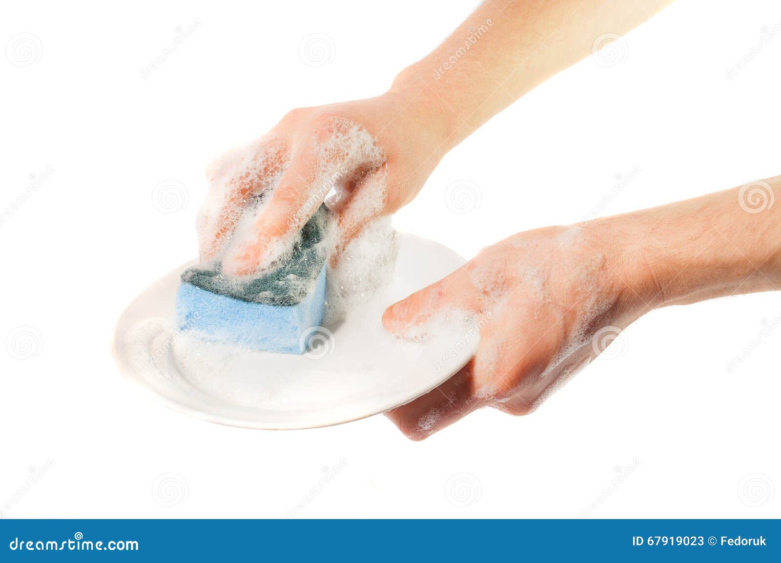 Man S Hands Washing Dishes. on a White Background Stock Image Image