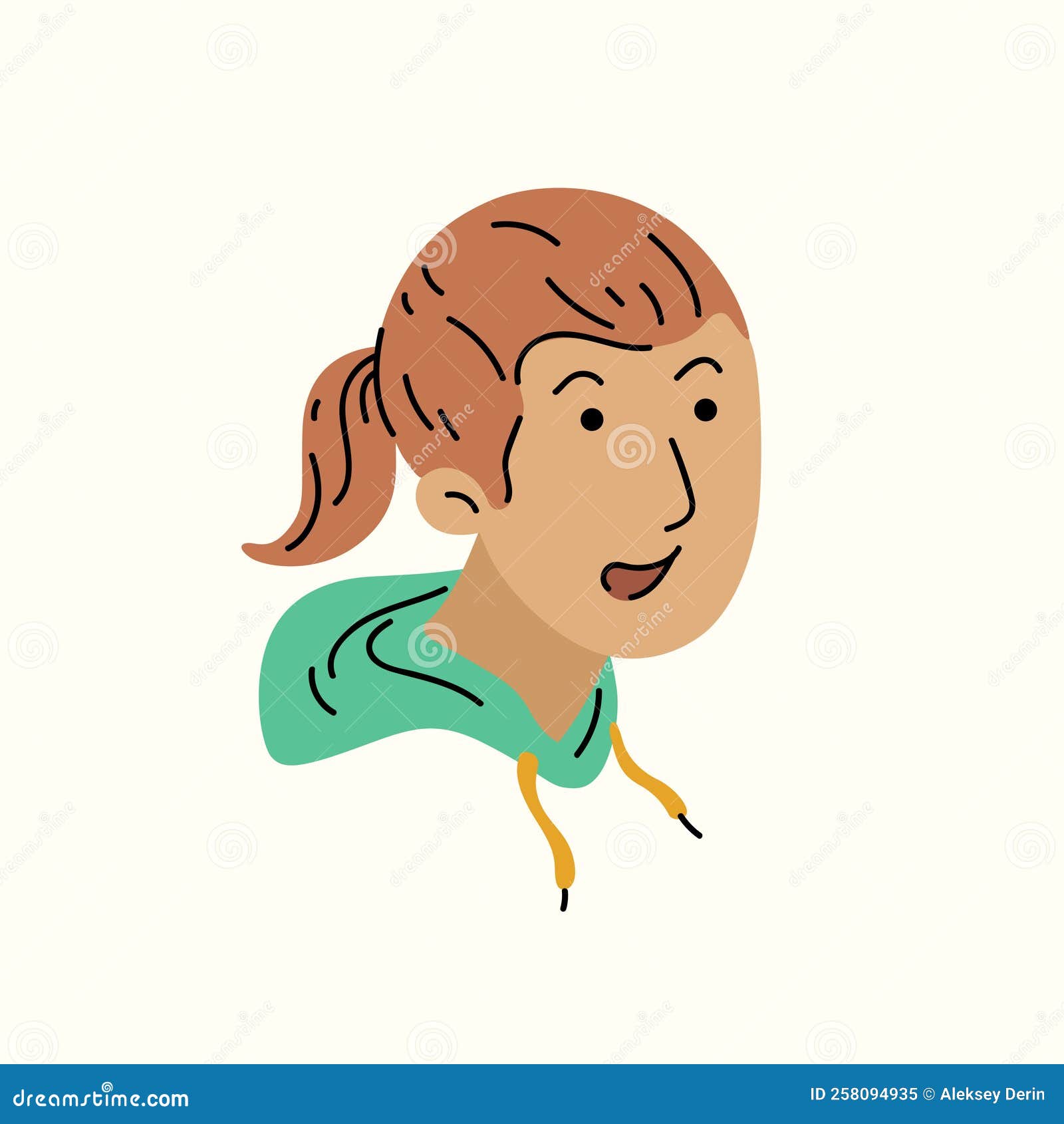 Girl head profile cute cartoon person side view Vector Image