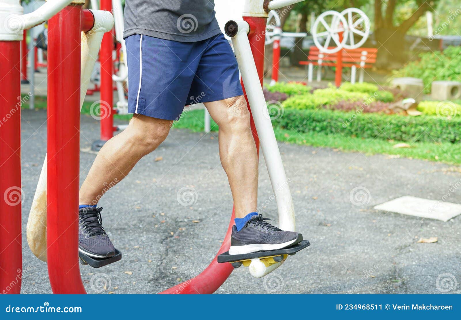 Man`s Legs Muscle while Doing Exercise at Outdoor Fitness Equipment in the  Park, Concept Health Care in Elderly People, Lifestyle Stock Image - Image  of concept, attractive: 234968511