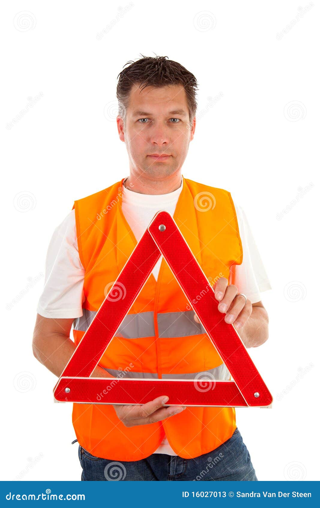 Man in safety vest stock image. Image of help, posing 16027013