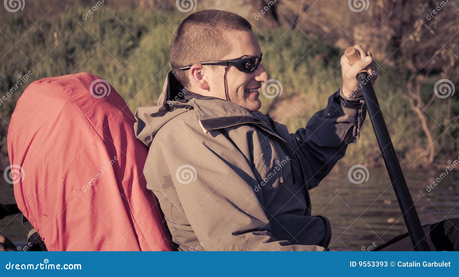 Man sailing on canoe stock image. Image of adventure, male 9553393