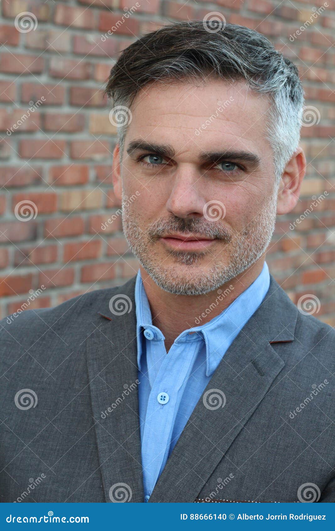 Man with Salt and Pepper Hair Close Up Stock Photo - Image of closeup,  forties: 88666140