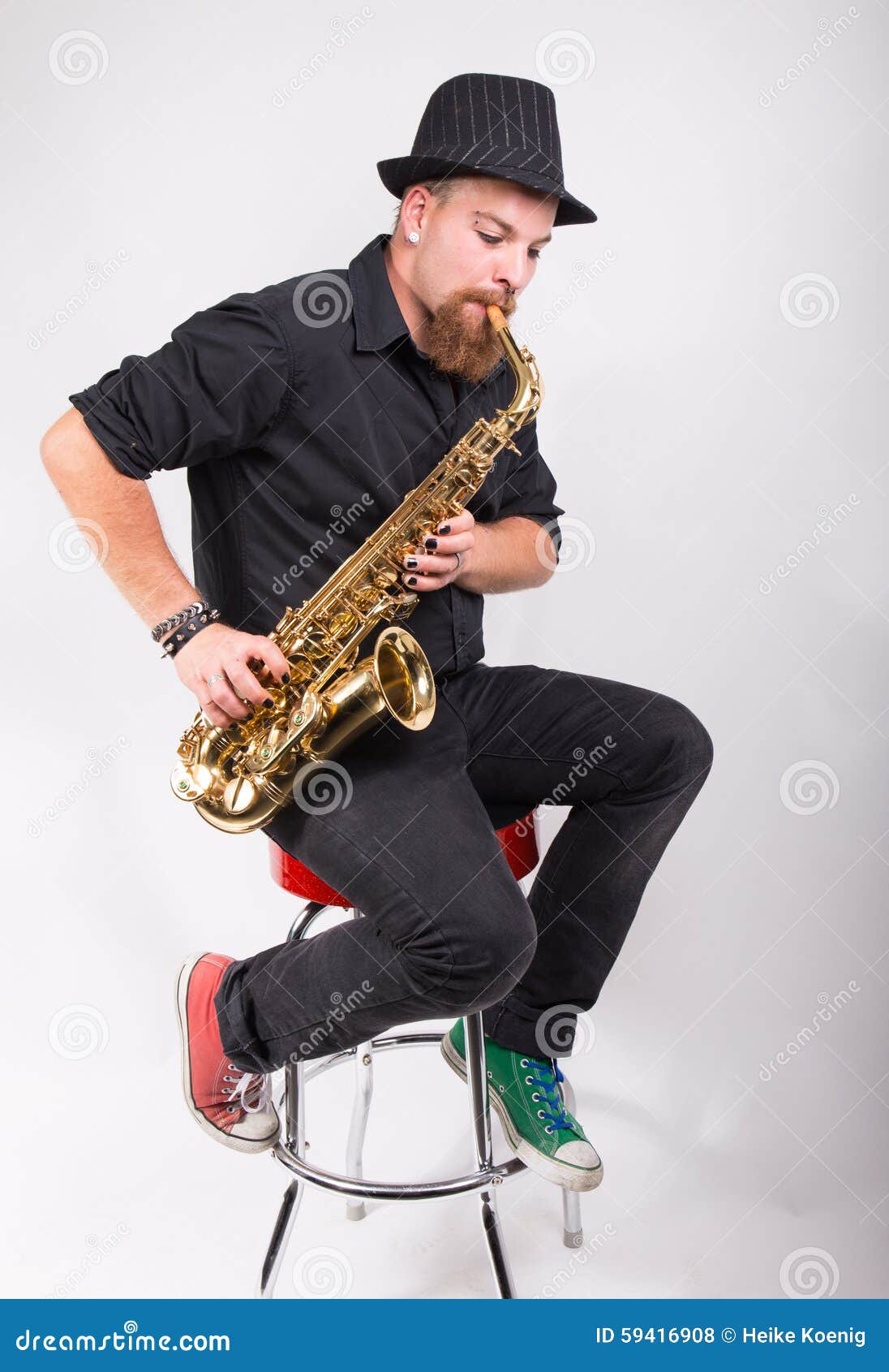 Man with saxophone stock photo. Image of dressed, music 59416908