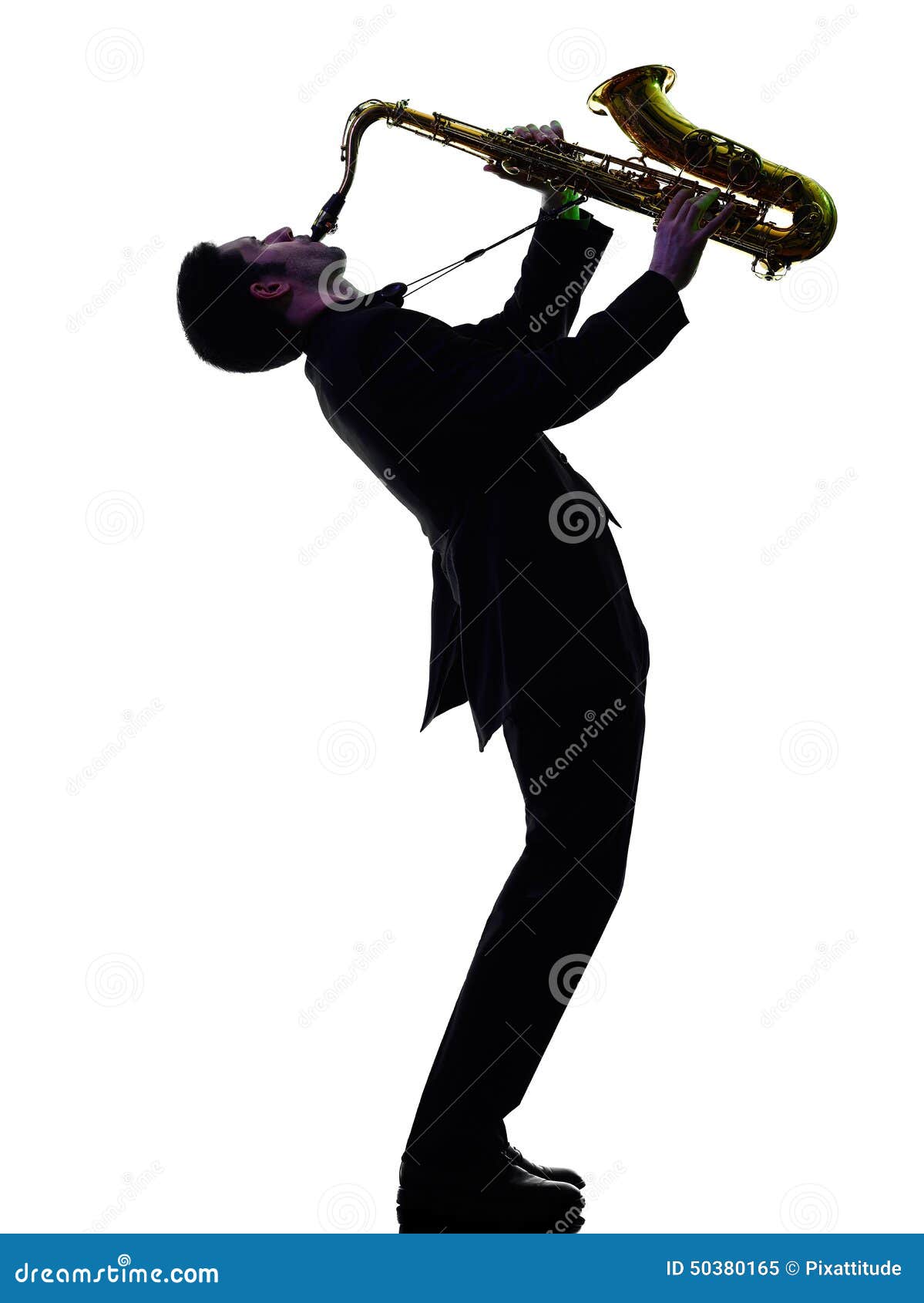 Man Saxophonist Playing Saxophone Player Silhouette Stock 
