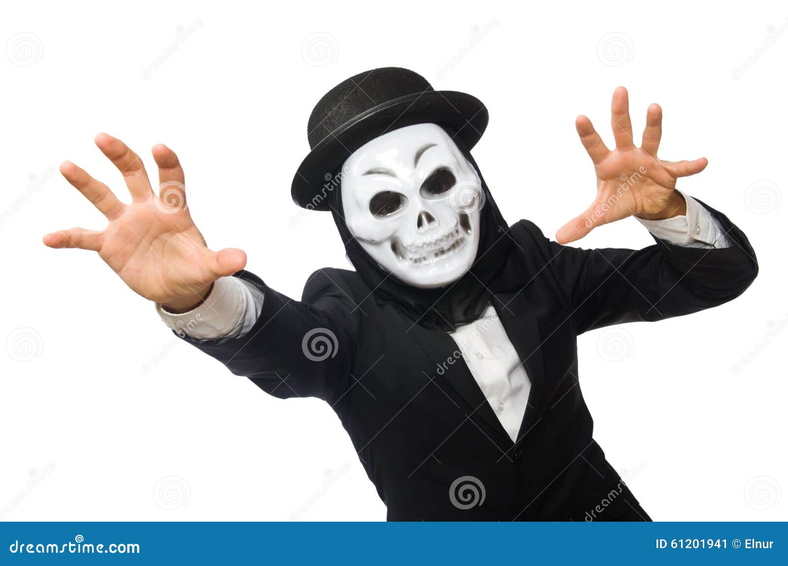 The Man with Scary Mask Isolated on White Stock Image Image of