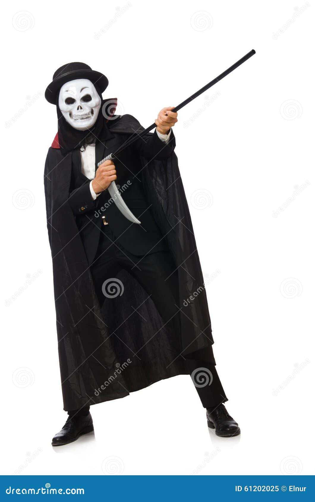 The Man with Scary Mask Isolated on White Stock Image Image of face