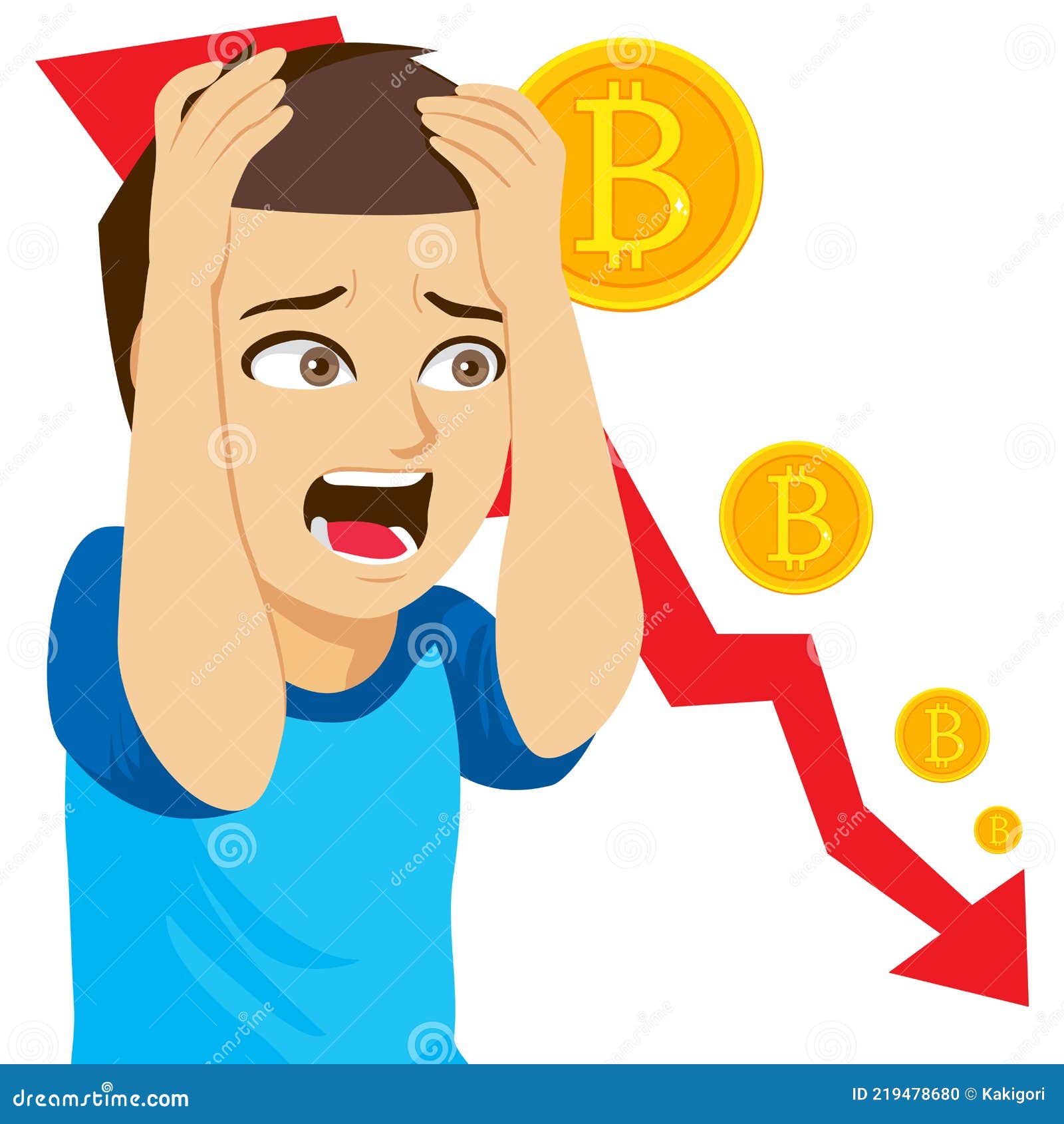 Man Screaming Bitcoin Falling Stock Vector - Illustration of bank,  electronic: 219478680