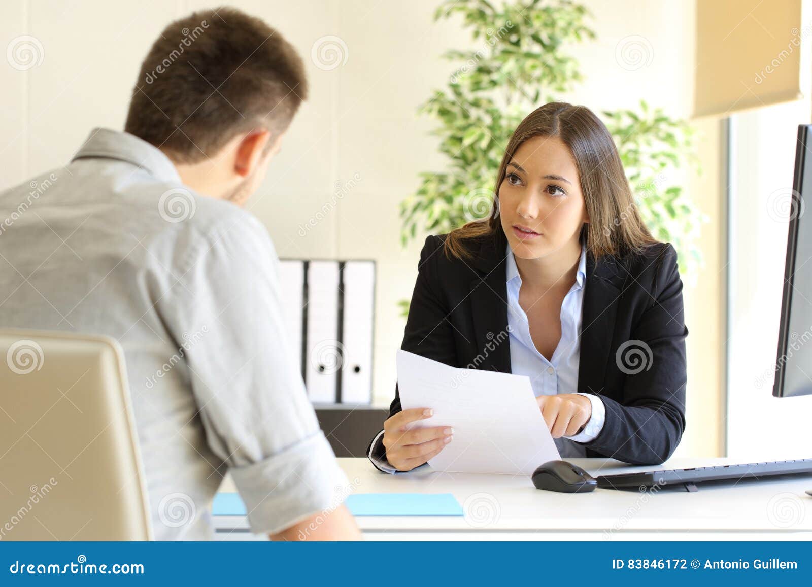 man searching job during an interview