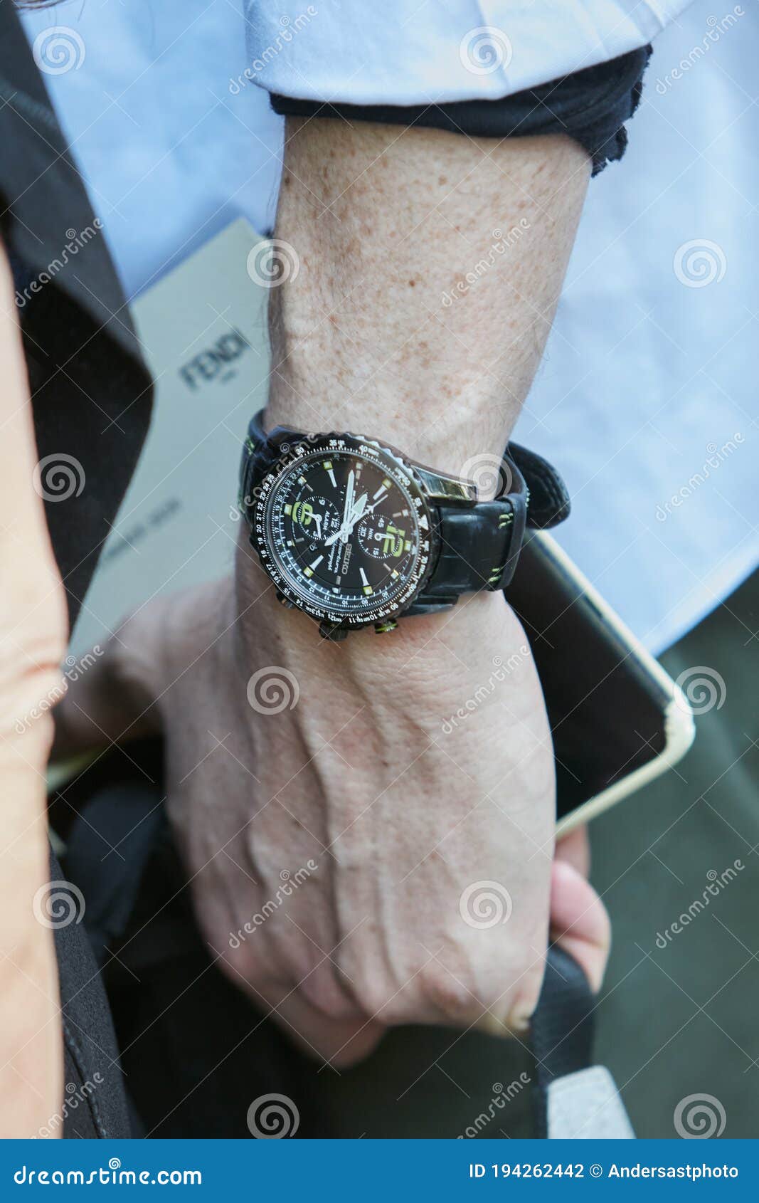 Man with Seiko Black Watch before Fendi Fashion Show, Milan Fashion Week  Street Style Editorial Photography - Image of stylish, luxury: 194262442