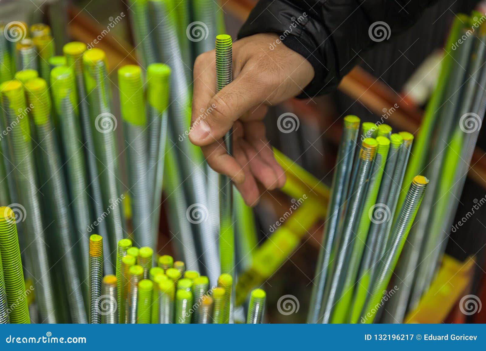 Man Selects in Specialty Stores Tools and Materials Stock Image Image