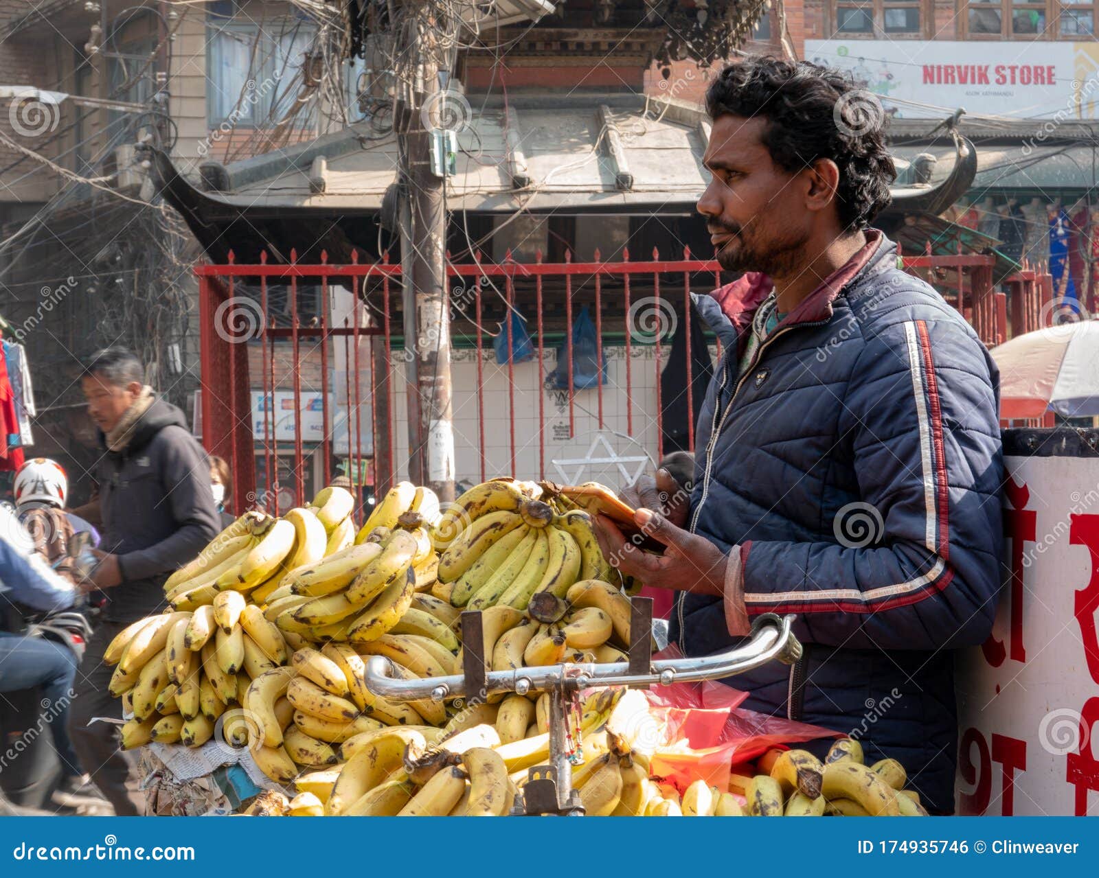 Man Selling Bananas At A Local Market In Kathmandu Editorial Photo Image Of Selling Nepal