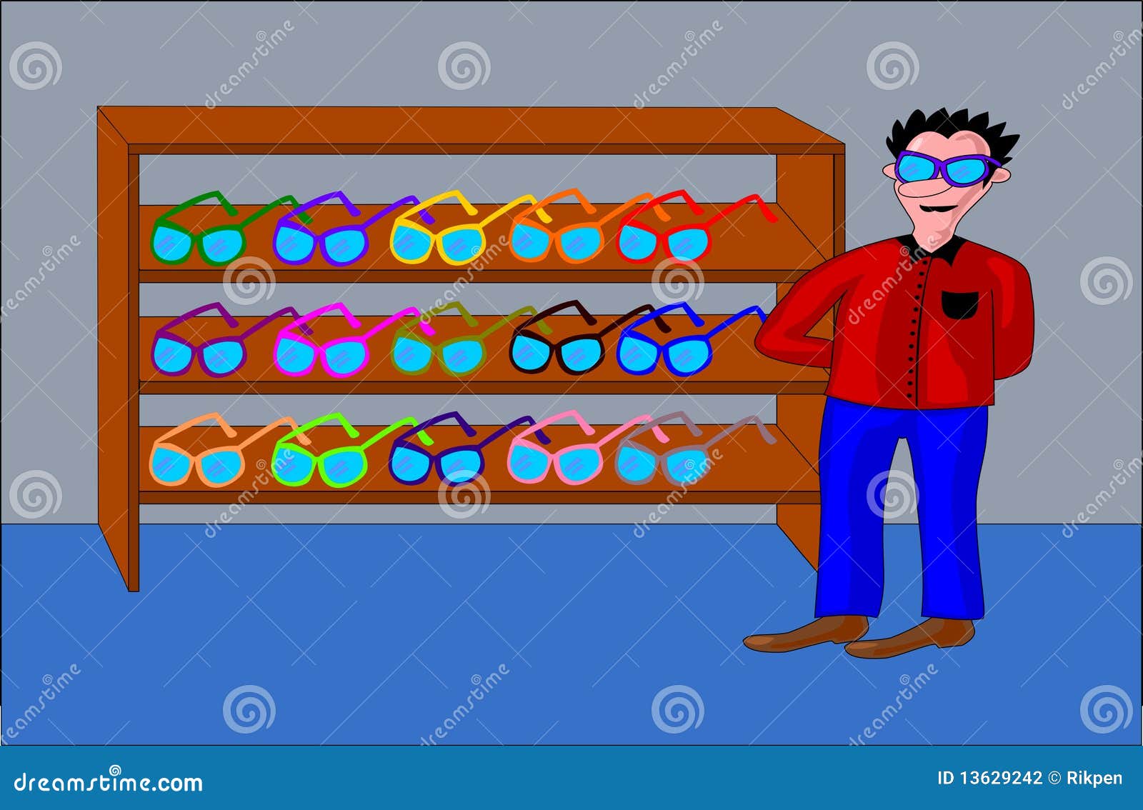 Man selling glasses stock vector. Illustration of sell 13629242