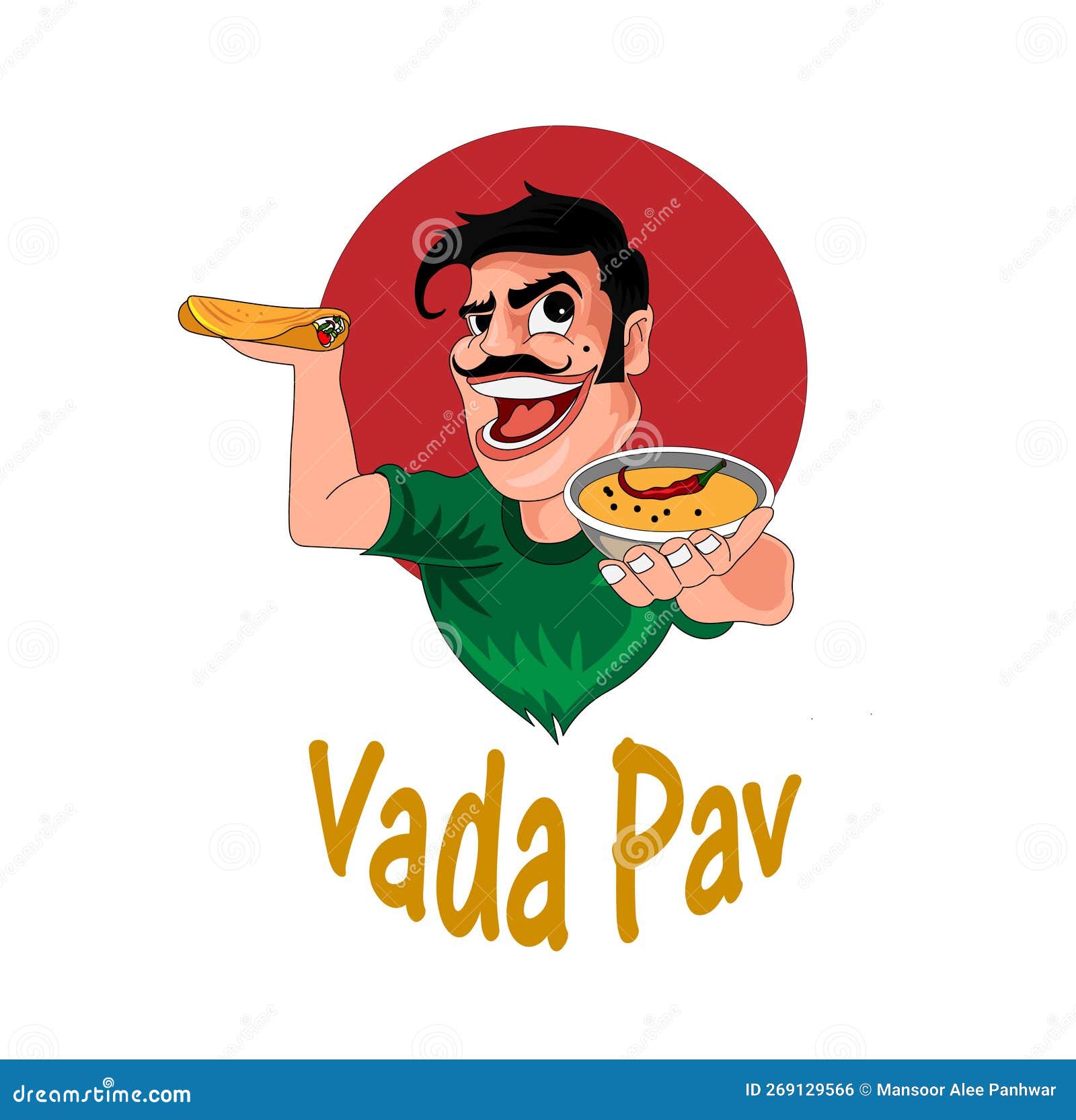 Man Selling Vada Pav Cartoon Vector | CartoonDealer.com #269129566