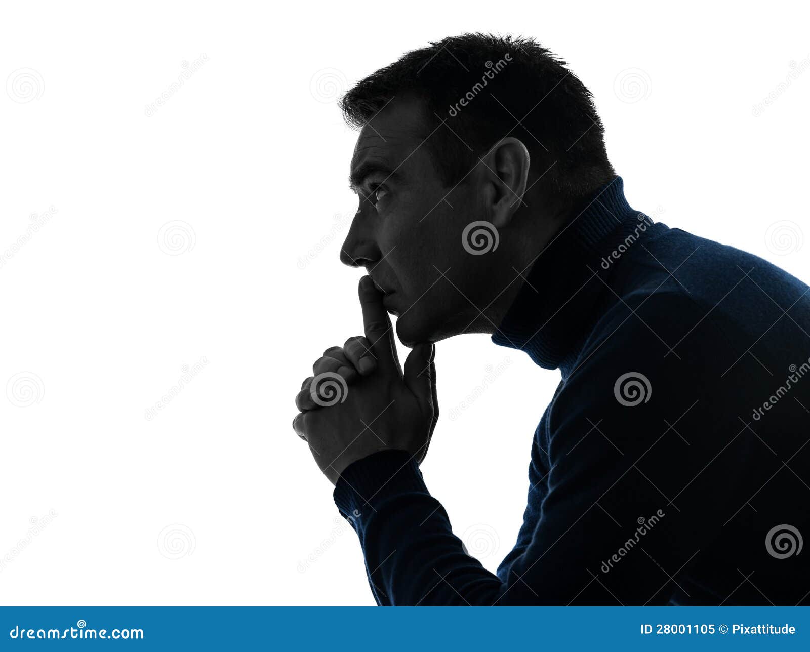 man serious thinking pensive silhouette portrait