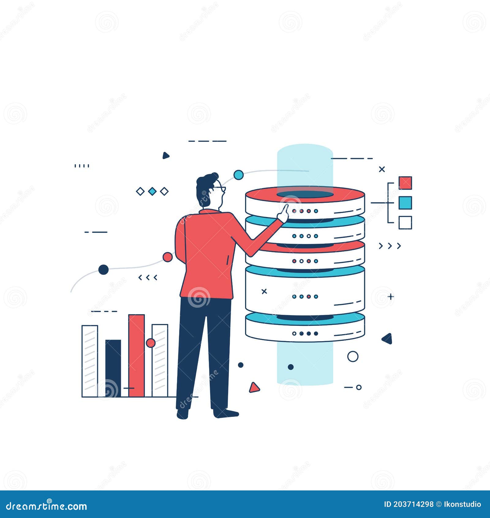 Man and server hardware stock vector. Illustration of rack 203714298