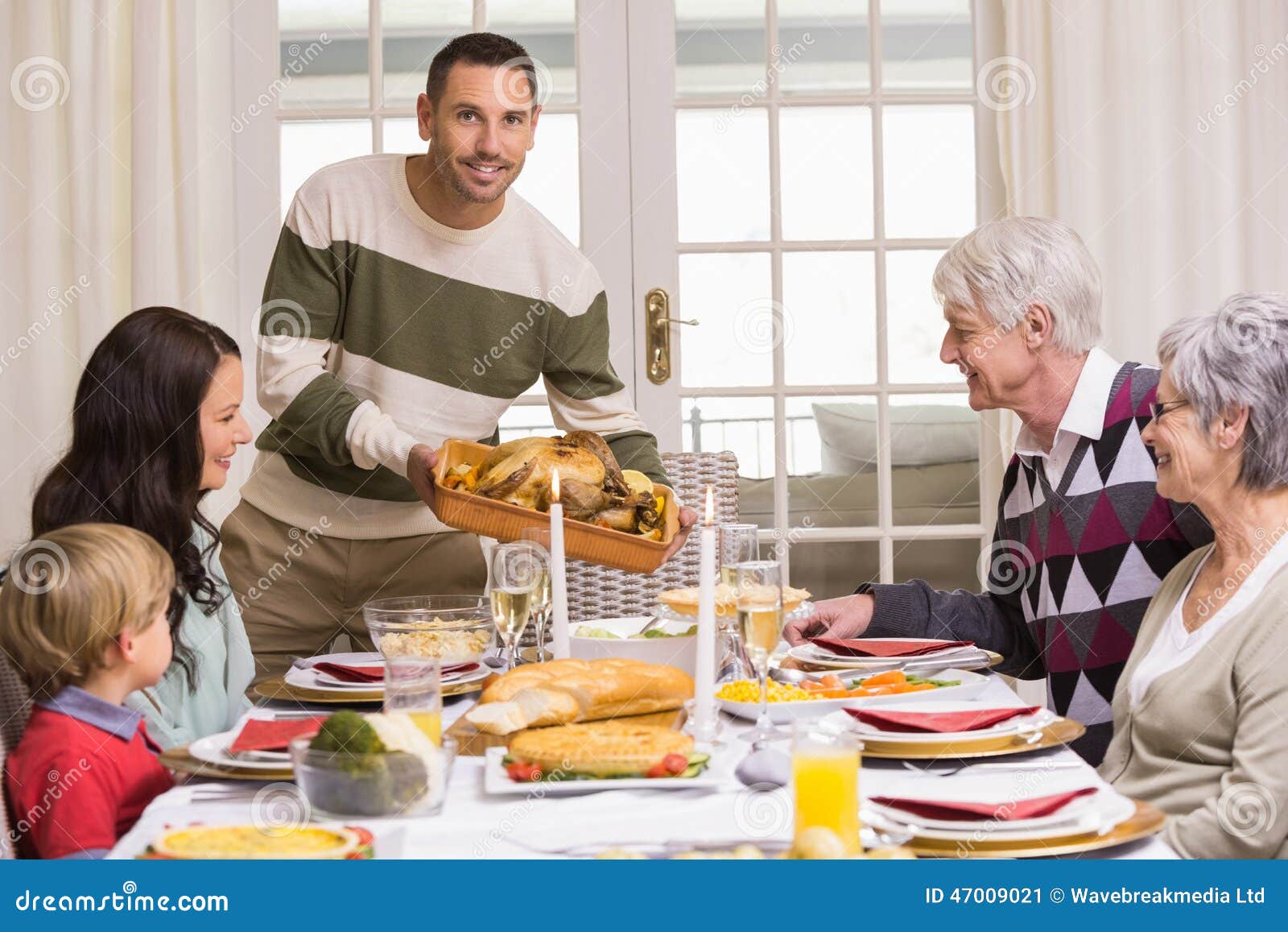 Man Serving Roast Turkey at Christmas Stock Image - Image of christmas ...