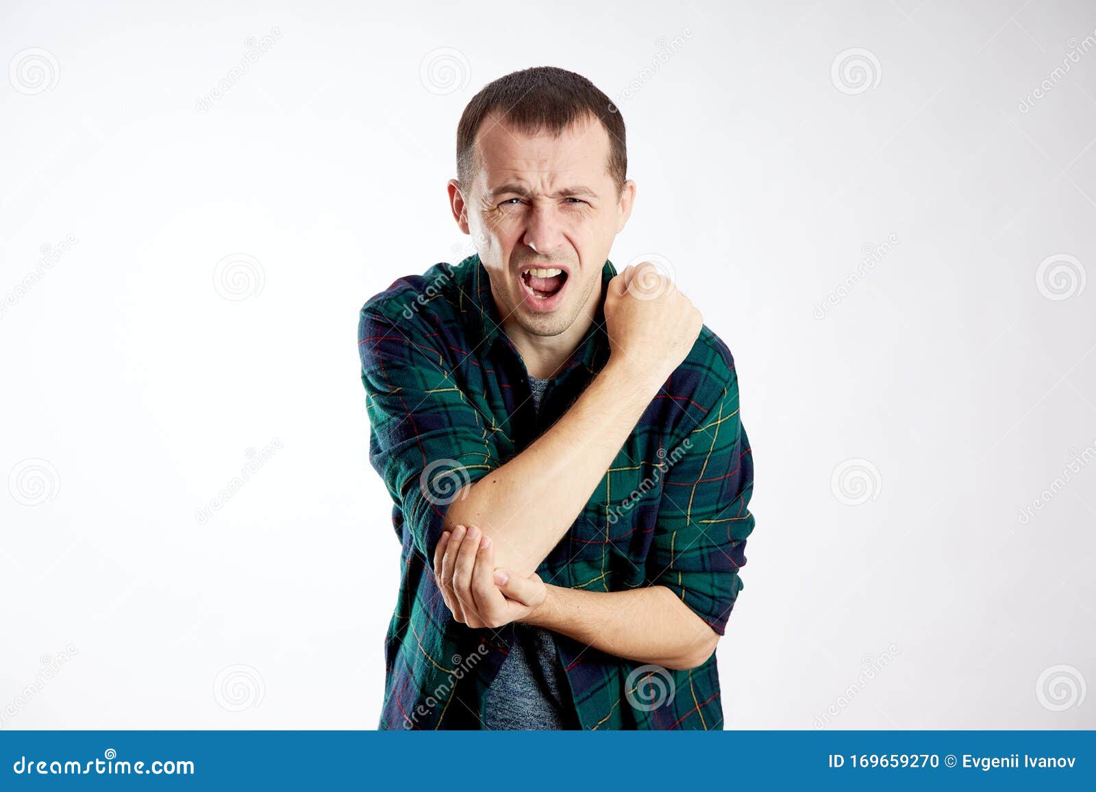 Man Sharp Pain in the Arm, Elbow and Hand, Poor Health, Illness, Broken