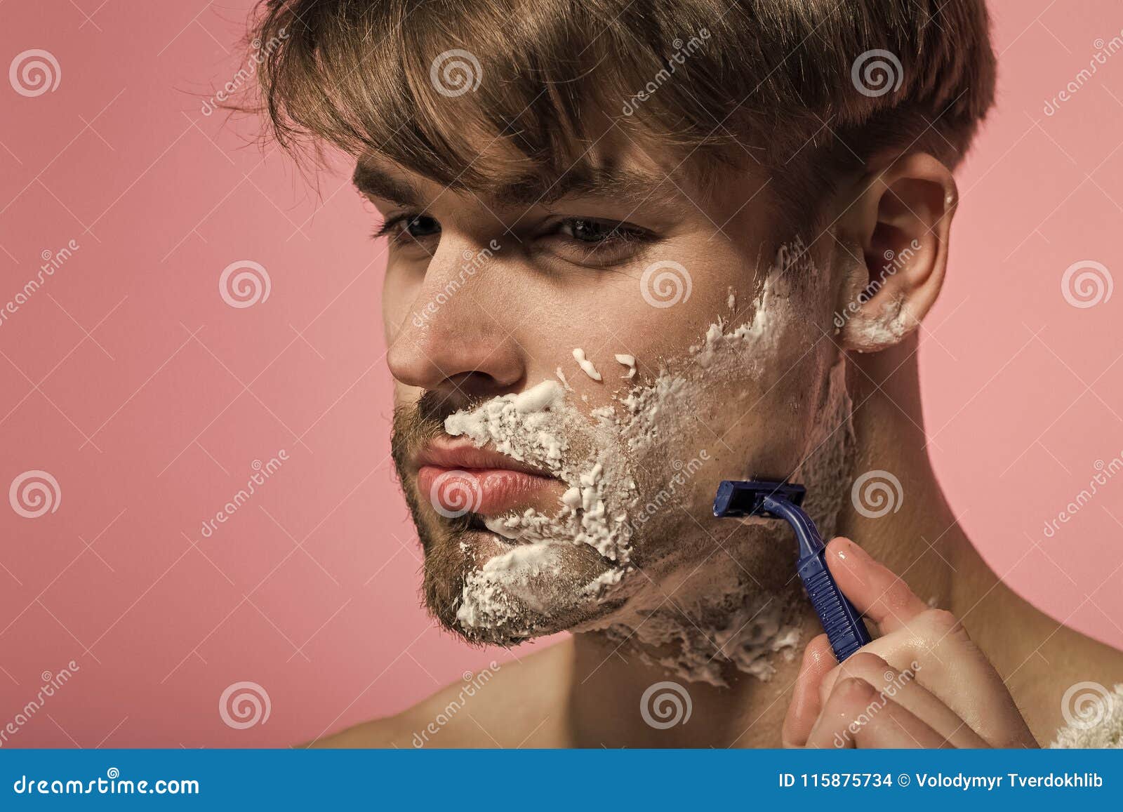 shaving facial hair with razor