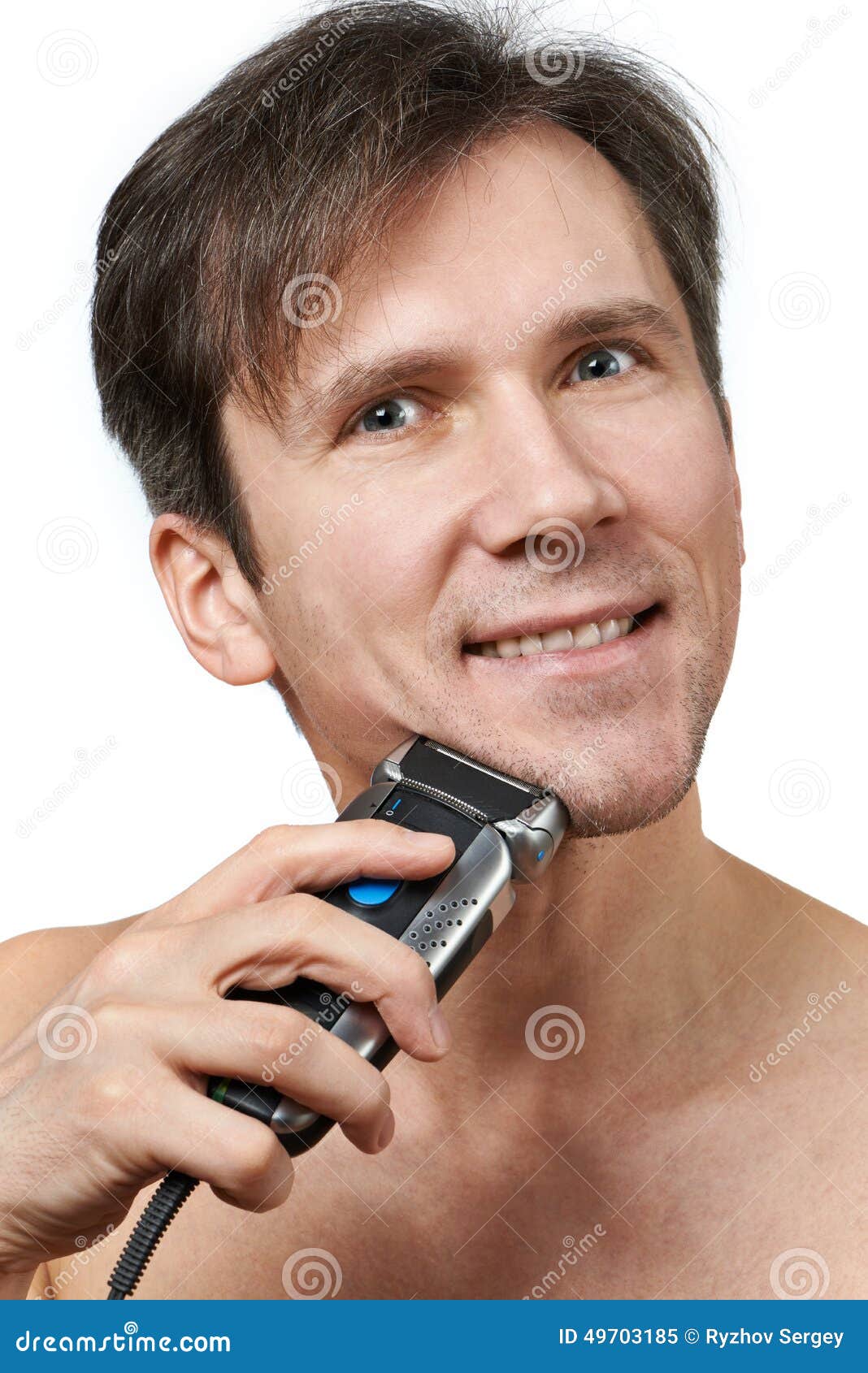 Man Shaving Face with Electric Razor Stock Image Image of human