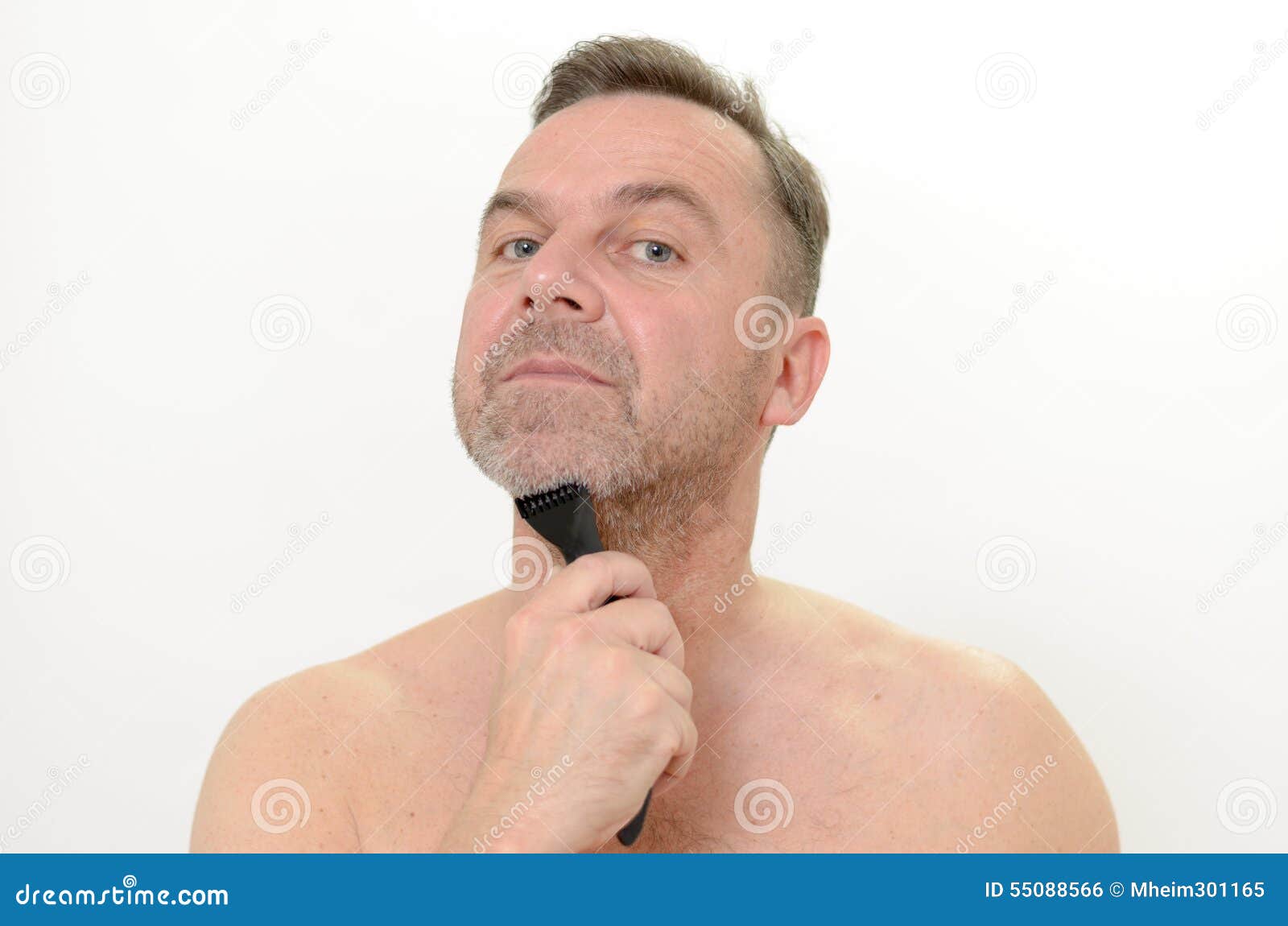 Man Shaving His Beard with a Razor and Lather Stock Photo Image of