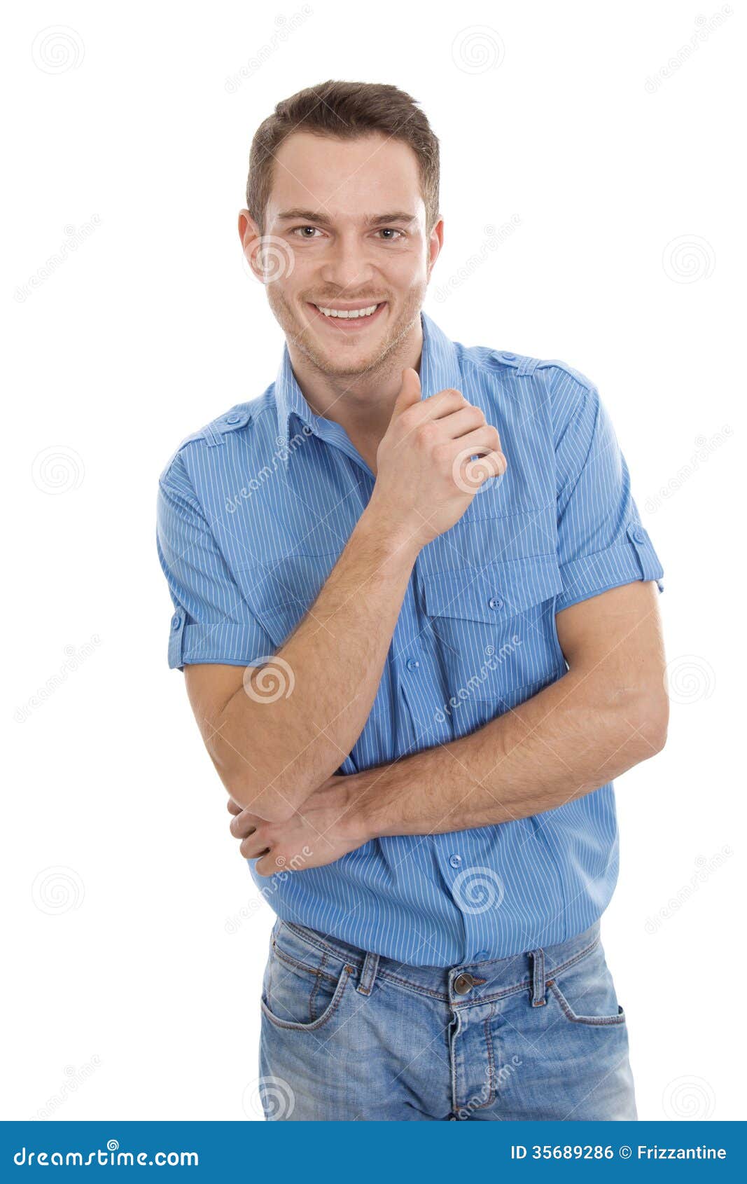 man with shirt and jeans