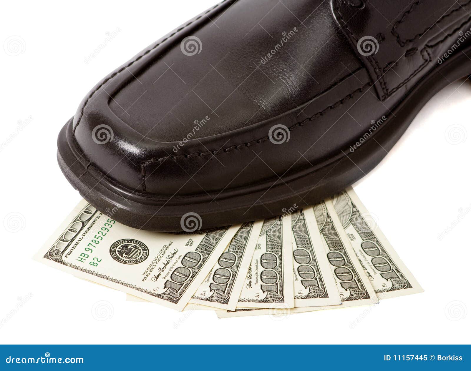 Man shoe on money stock image. Image of isolated, money 11157445