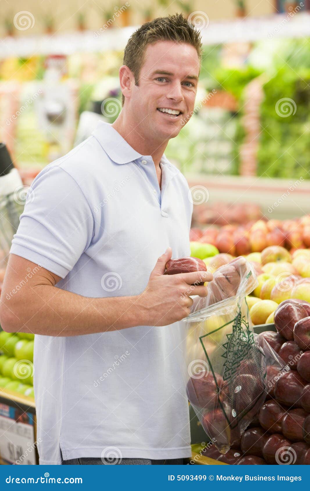 Man Shopping in Produce Section Stock Image Image of thirties