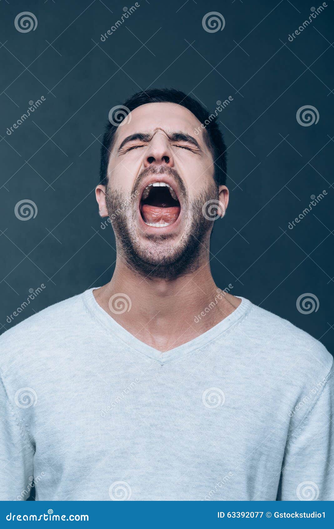 Man shouting. stock image. Image of head, casual, mouth - 63392077