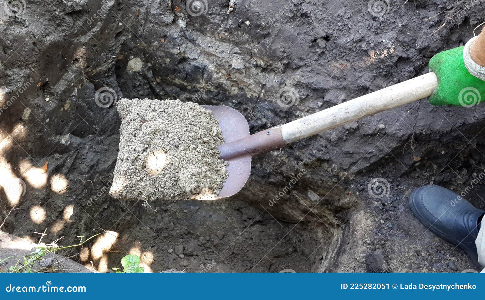 Man with Shovel Digging a Hole in the Ground Stock Image Image of