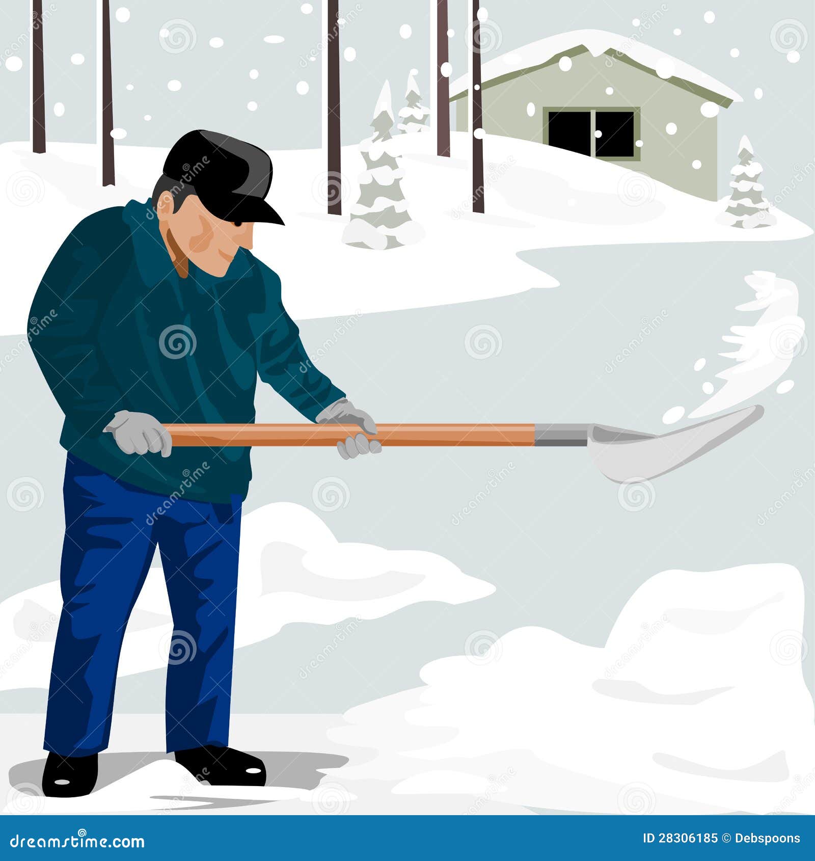 man shoveling snow clip art