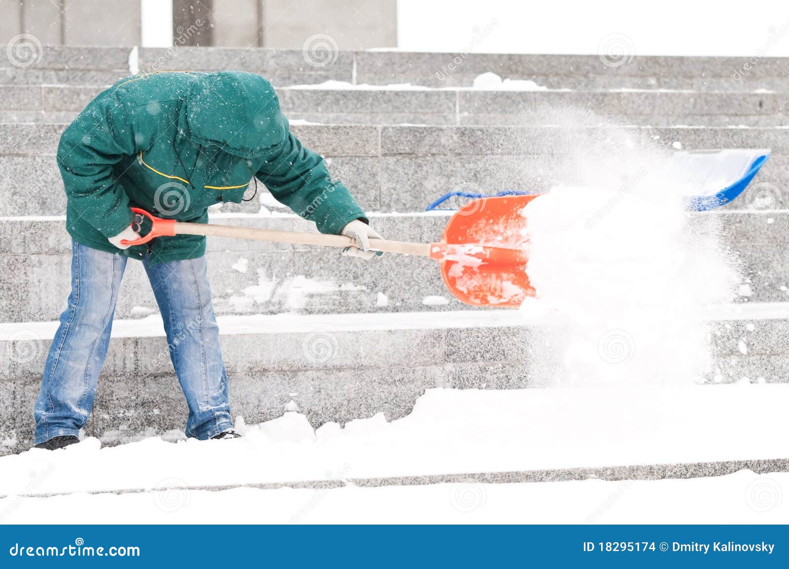 Man shoveling winter snow stock photo. Image of clothing 18295174