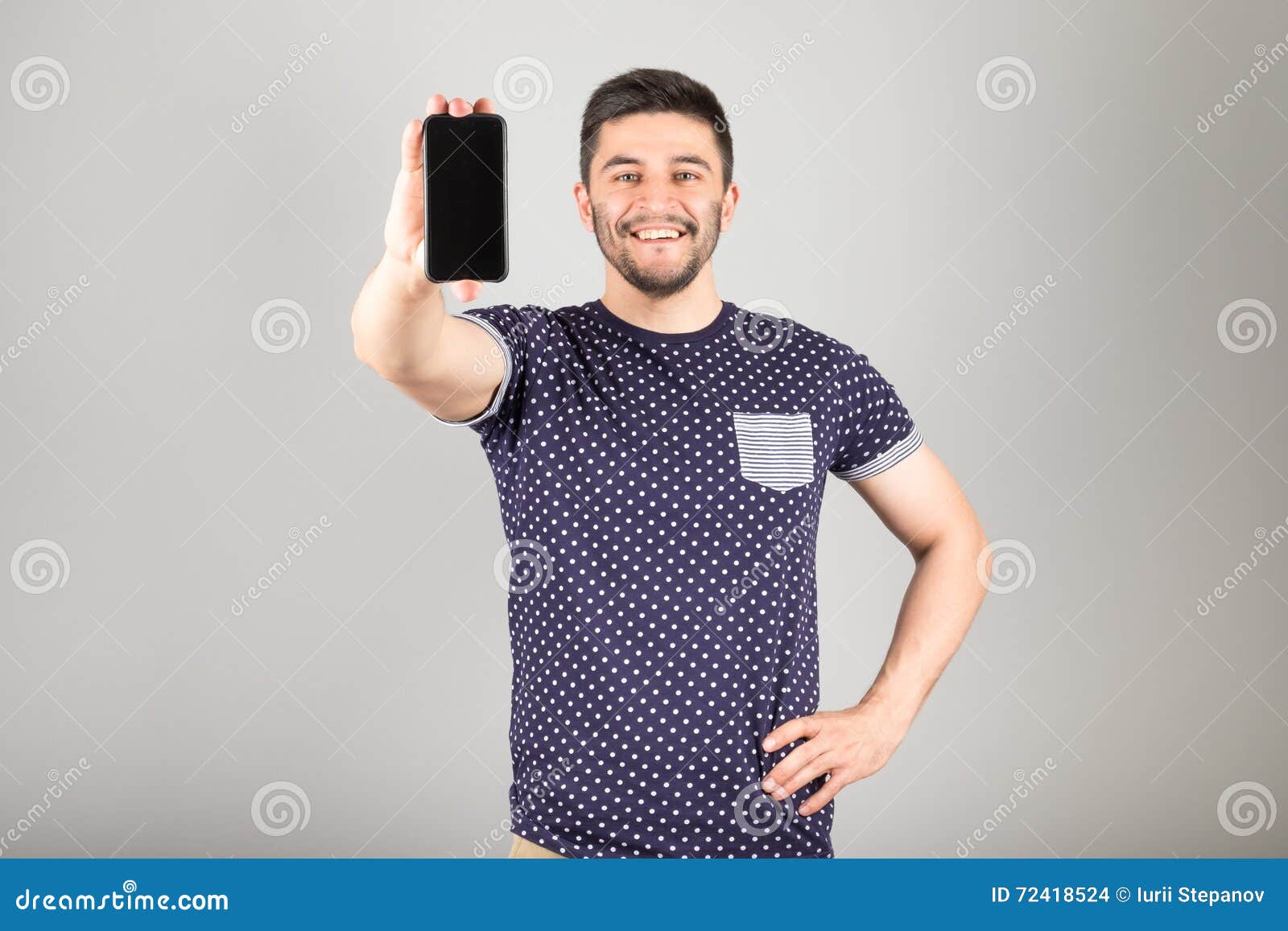 Man Showing Blank Screen of His Phone Stock Photo - Image of portrait ...