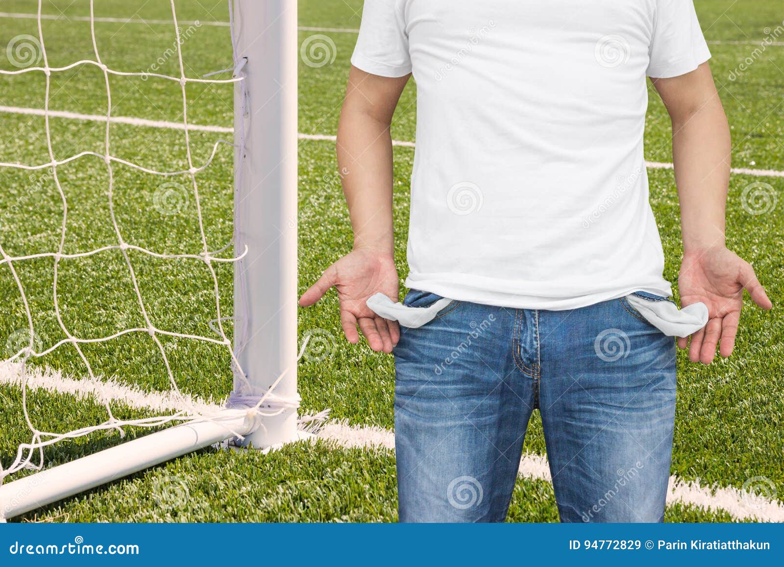 Man Showing His Empty Pockets Stock Image Image of soccer, betting