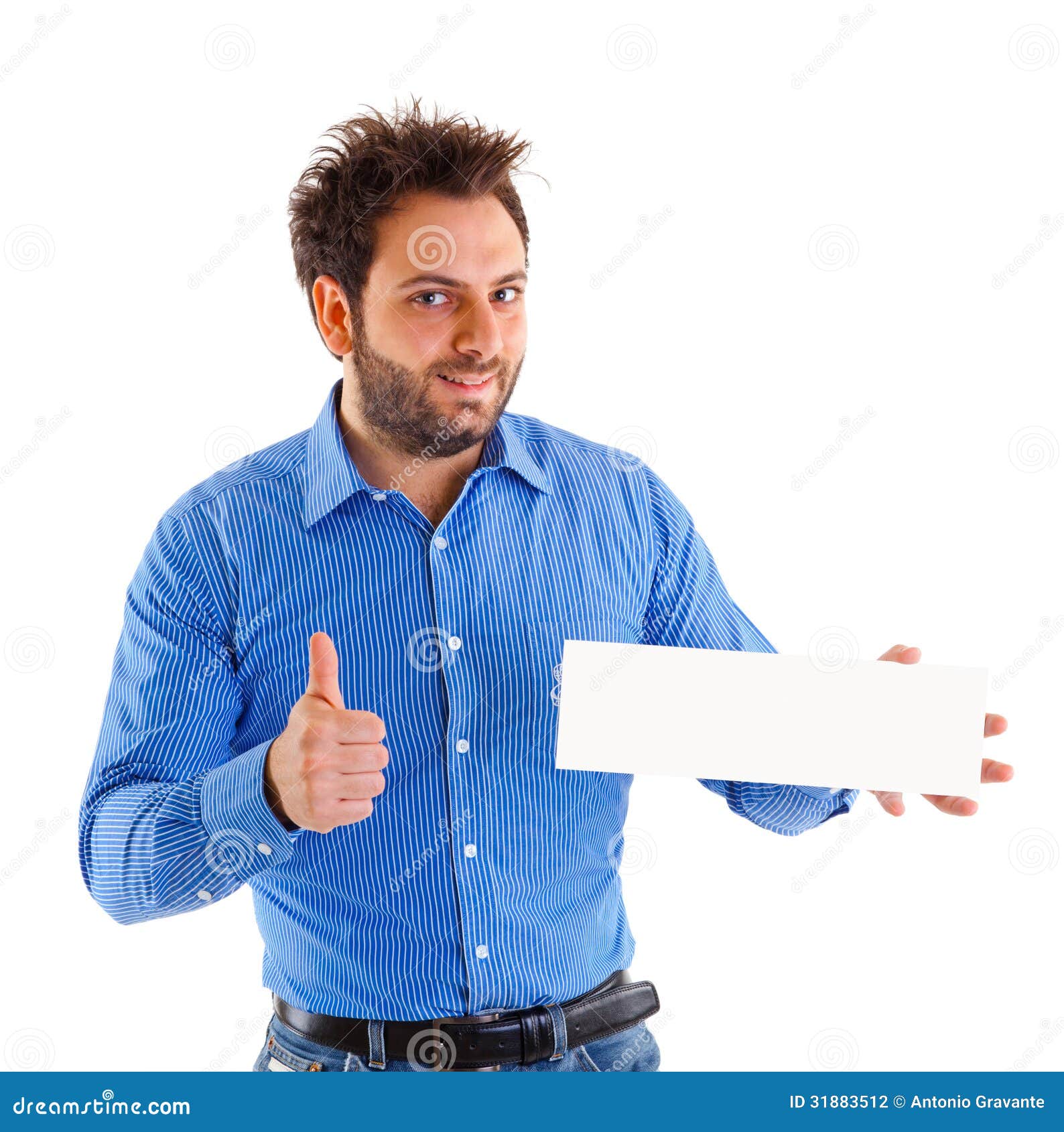 Man showing placard stock photo. Image of casual, happy 31883512