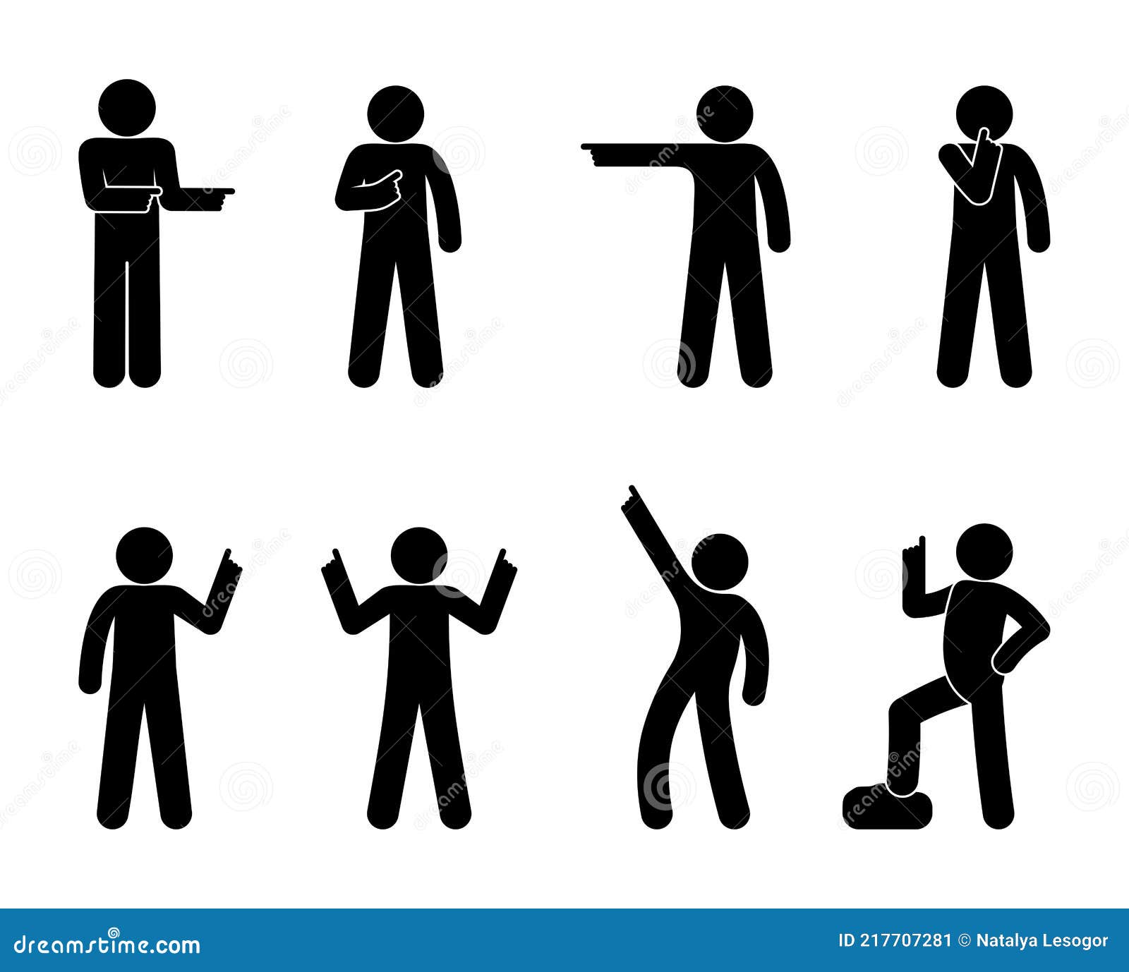 Man Shows His Finger, Gesture Indicates the Direction, Icon Man, Stick  Figure Human Silhouette Stock Vector - Illustration of idea, icon: 217707281