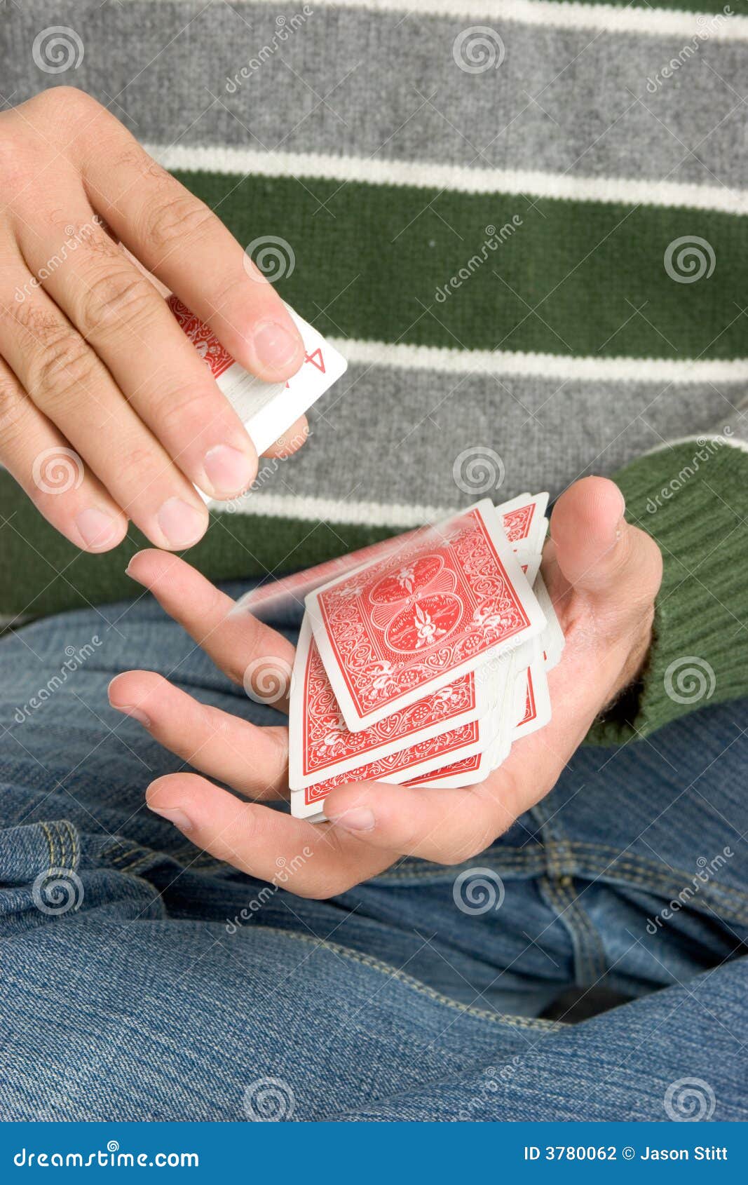 Man Shuffling Cards stock photo. Image of hand, deck, poker 3780062