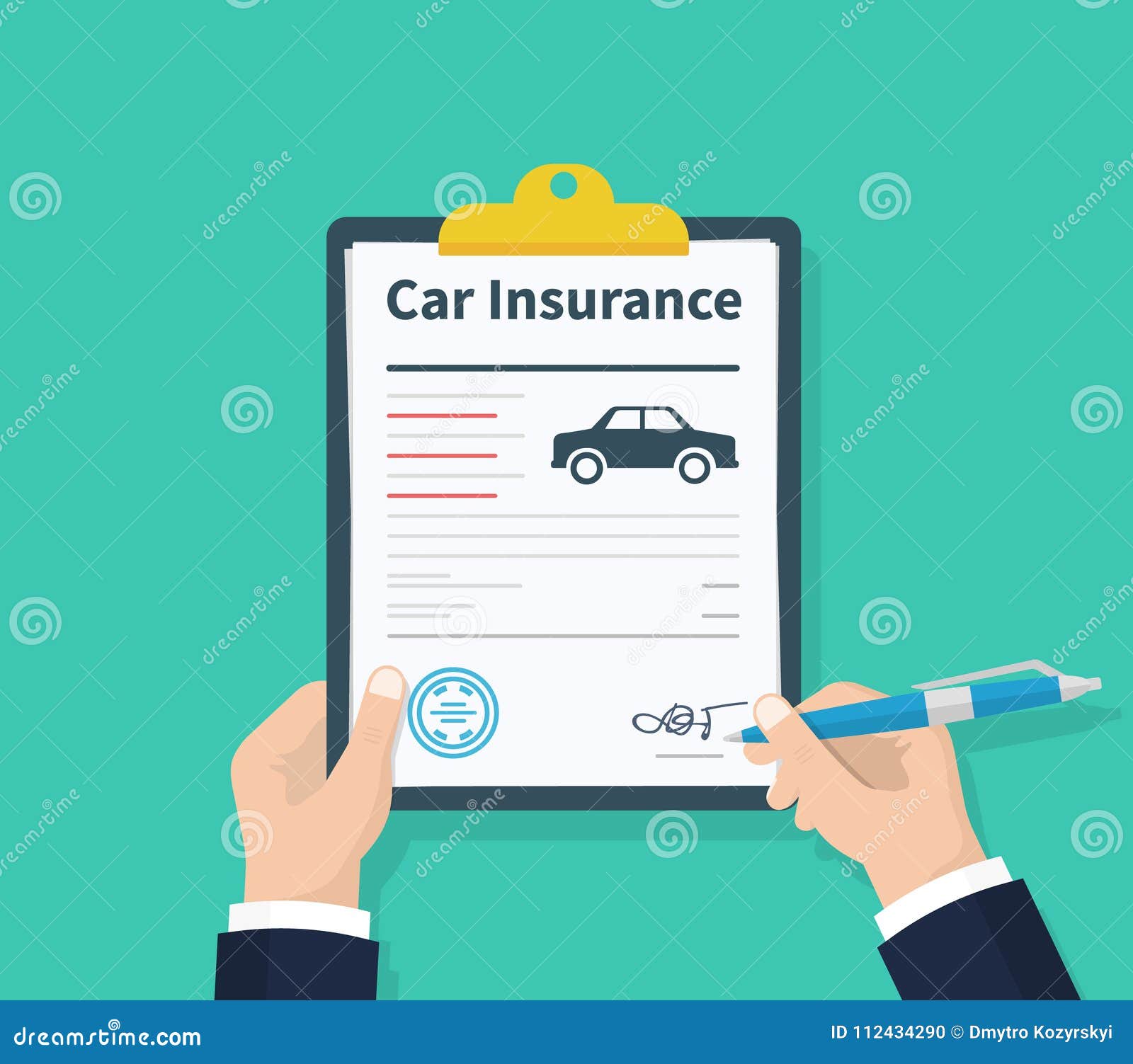 man signs a legal document auto insurance. claim form. car protection property. car insurance form.  