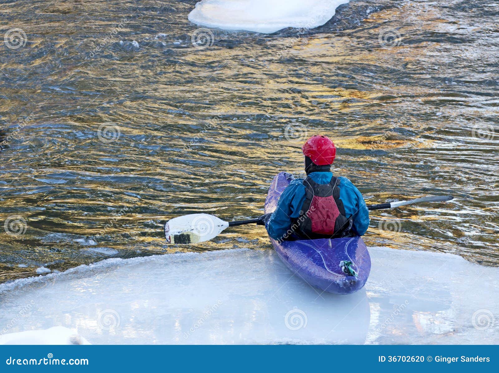 Man Sitting Alone on Iceberg in Kayak Stock Photo Image of outdoors