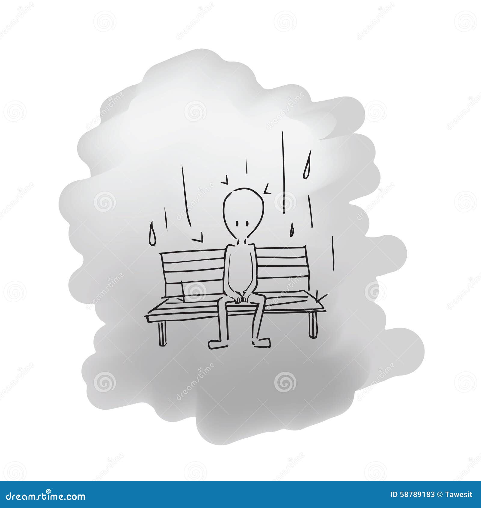 cartoon person sitting on a bench