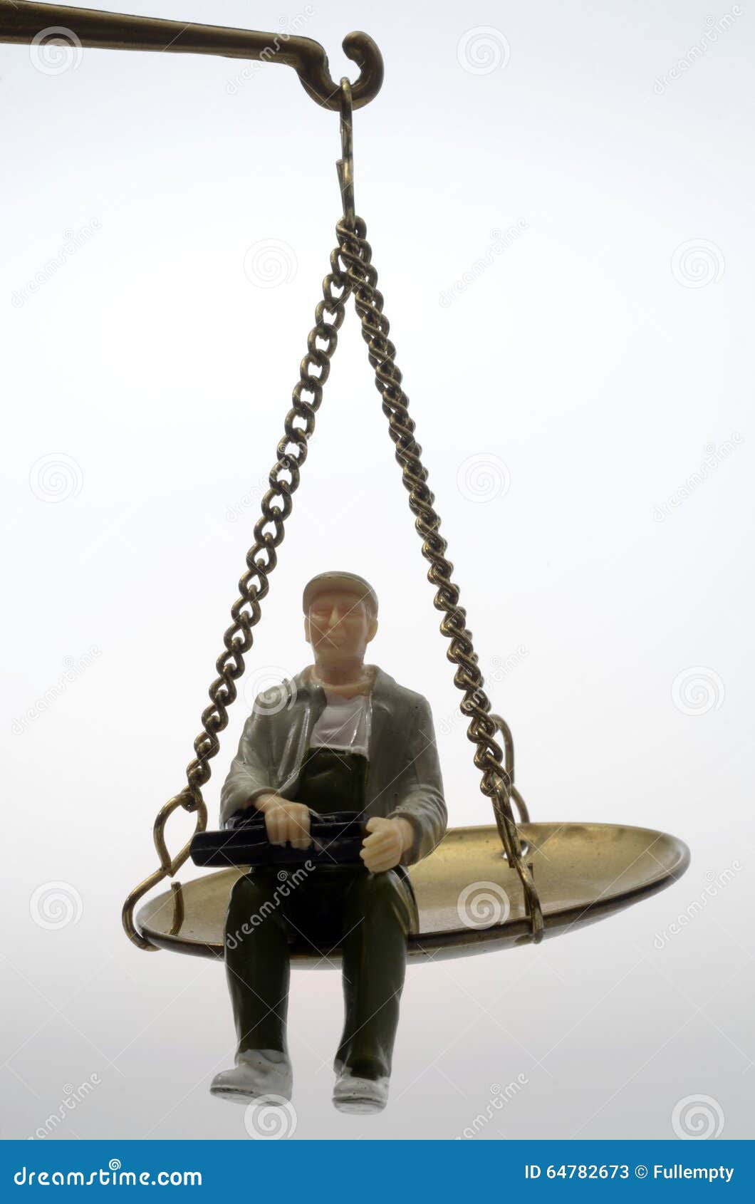Man Sitting on Golden Weighing Scale Stock Image Image of balance, wight 64782673