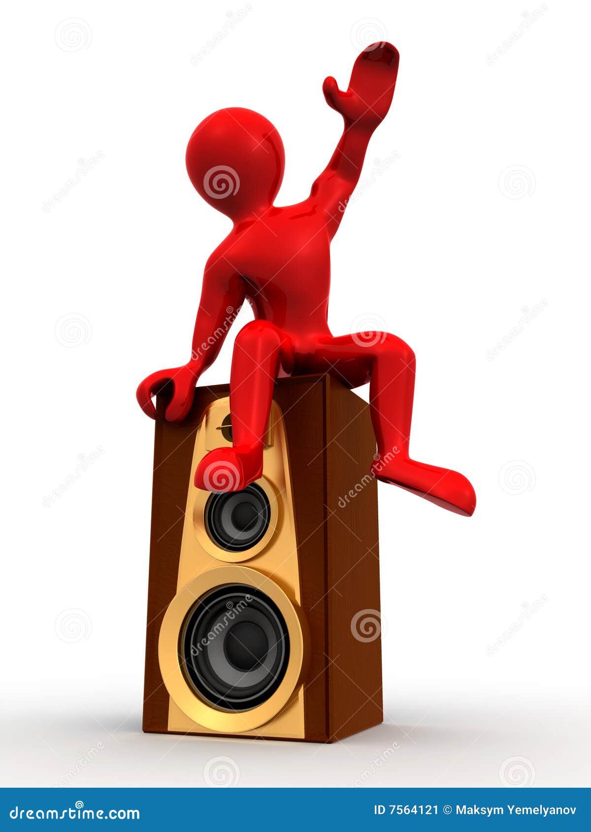 Man Sitting on Loudspeakers. 3d Stock Illustration Illustration of
