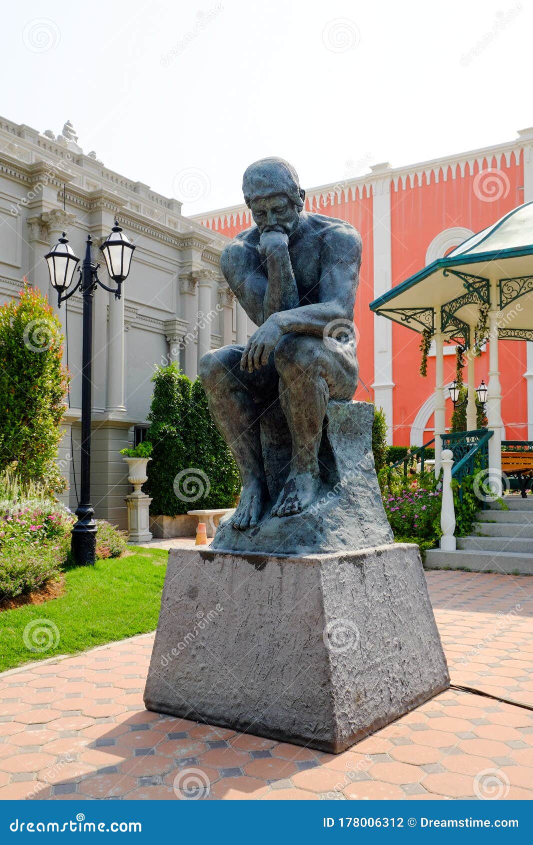 Man Sitting Statue on the Public Park Thailand Editorial Photography