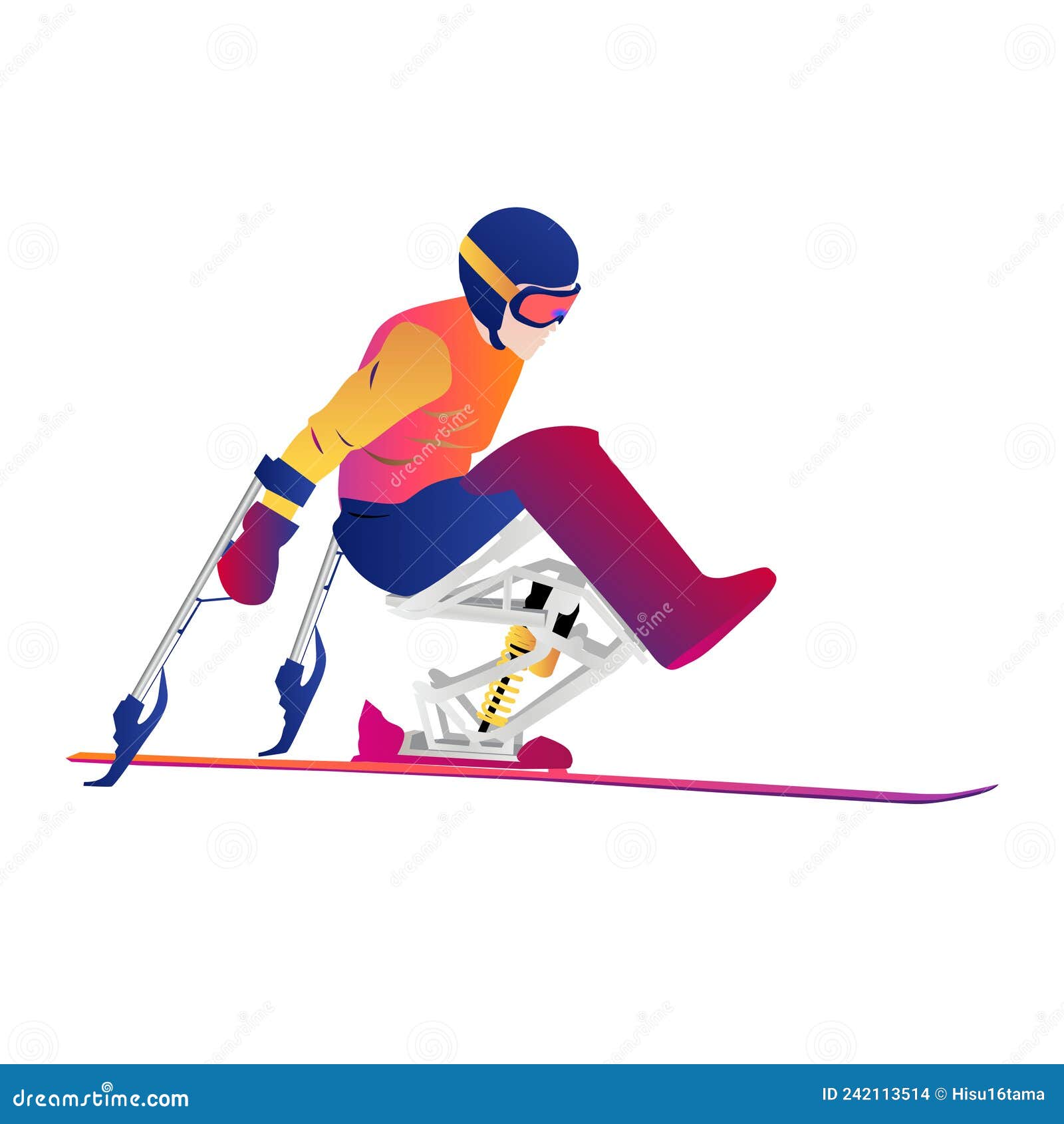 Man Skiing on Mono-ski Isolated on Vector Graphic Illustration Stock Vector - Illustration of competition, sports: 242113514