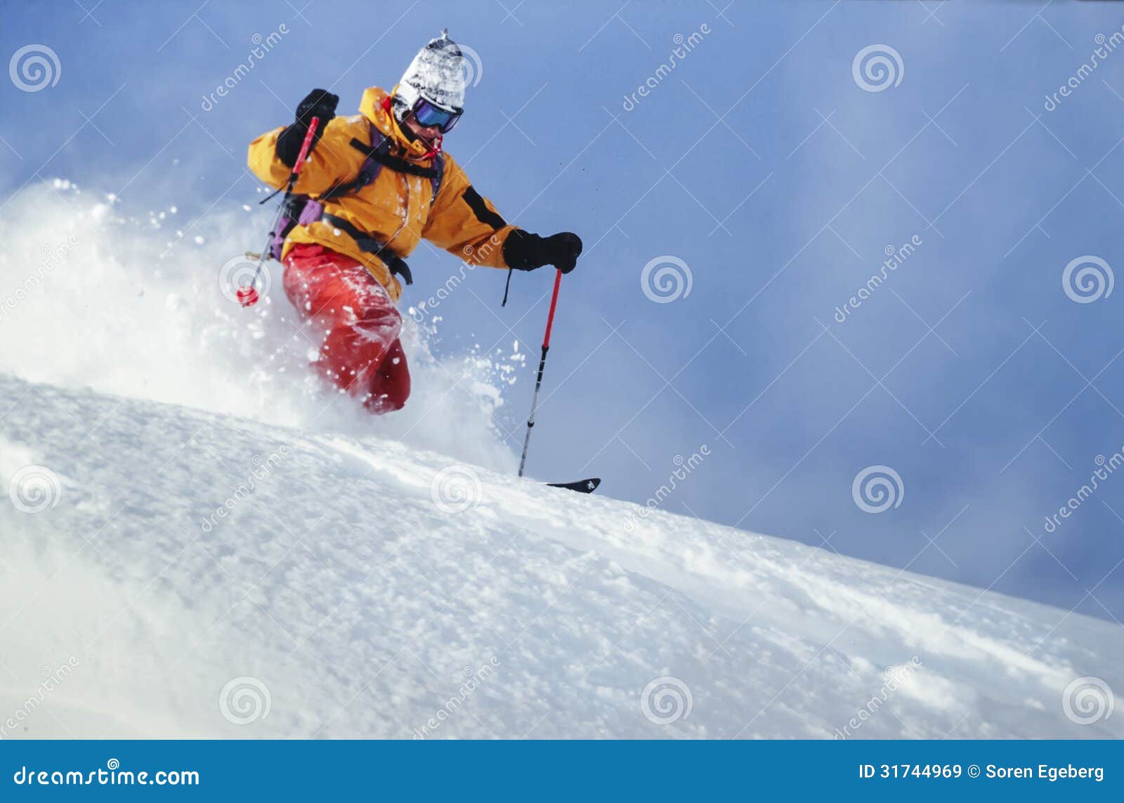Man Skiing Powder Snow In Austria Royalty Free Stock Images - Image ...