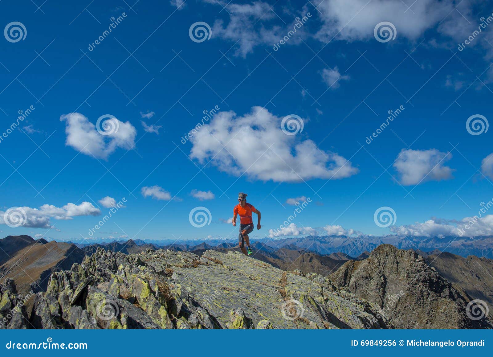Man Skyrunning Practice in the High Mountains Stock Photo Image of