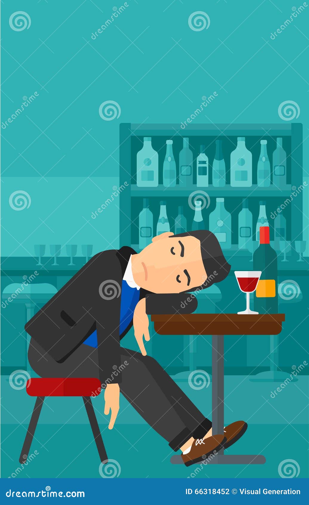 Man sleeping in bar. stock vector. Illustration of drunk - 66318452