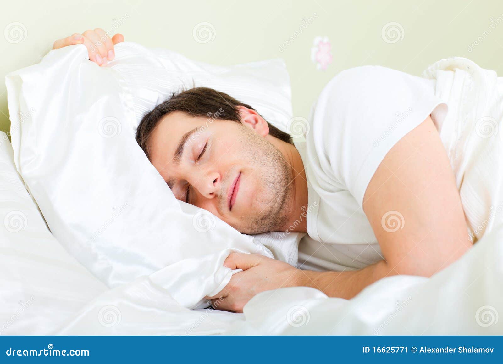 Man sleeping in bed stock image. Image of portrait, young - 16625771
