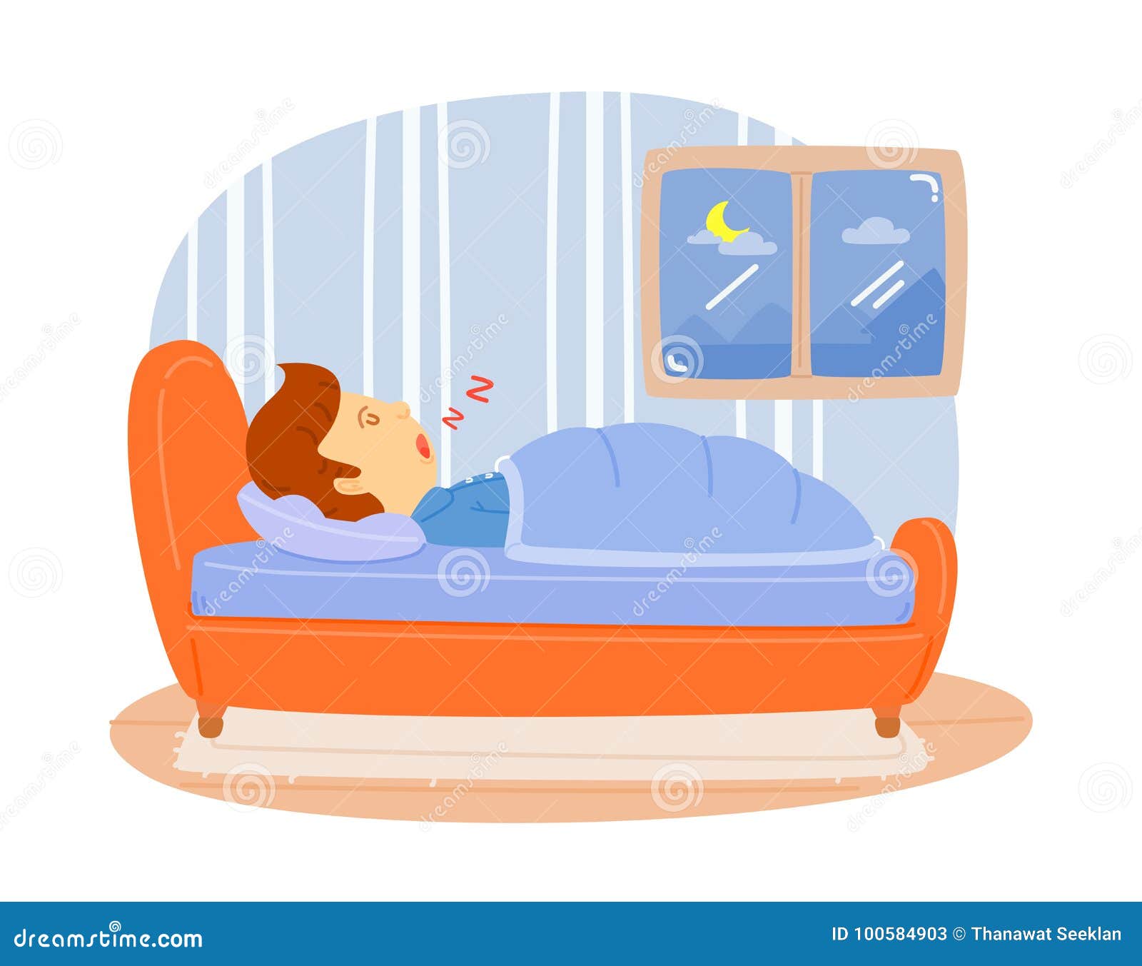 Man sleeping stock vector. Illustration of routine, blanket - 100584903