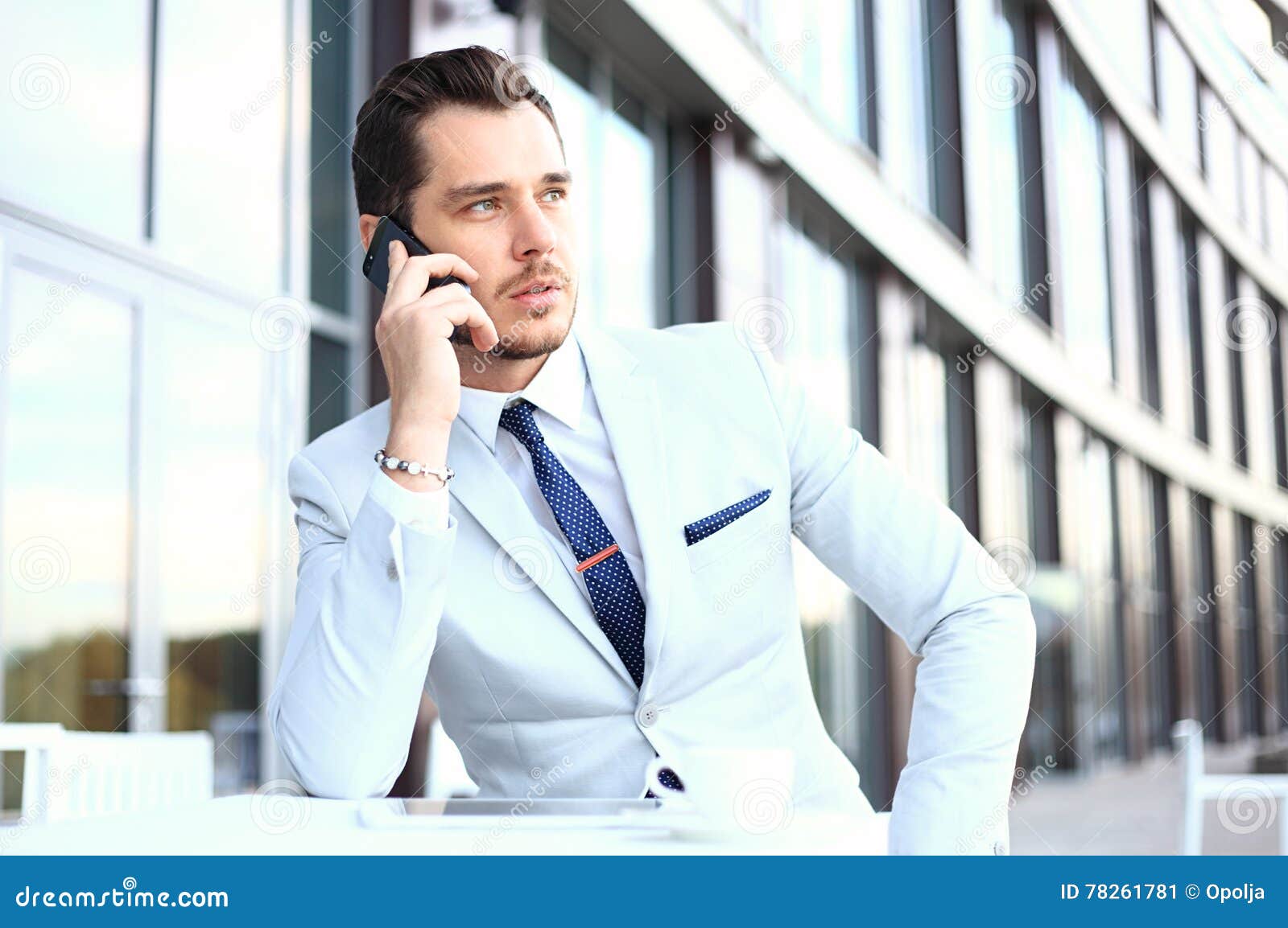 Man on Smartphone - Young Business Man Talking on Smart Phone. Casual ...